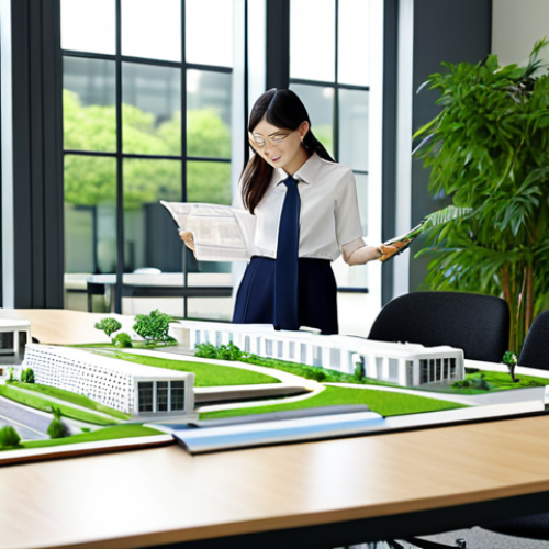 친환경 건축가의 사무실**

A professional environmental architect in a modern, bright office, reviewing sustainable building plans, fully clothed in appropriate business attire, surrounded by architectural models and green building certifications, safe for work, appropriate content, perfect anatomy, correct proportions, natural pose, professional, modest, family-friendly.

**